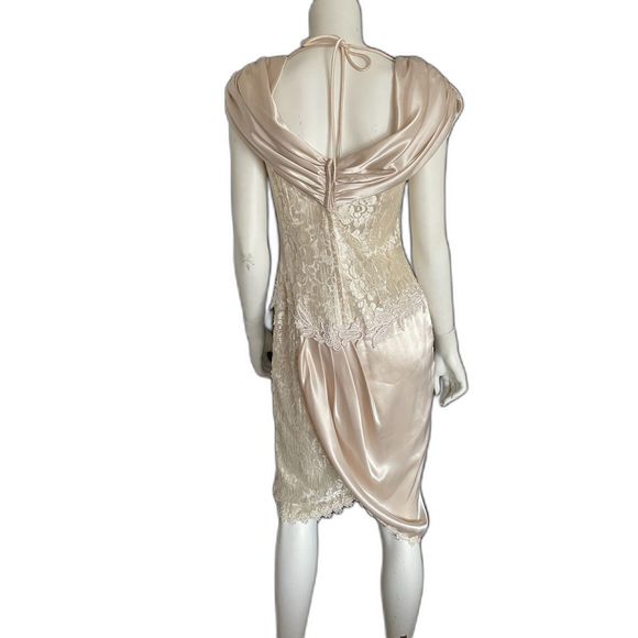 LORRIE KABALA Collectable Vintage Cream Lace Beaded Draped Victorian Dress, Sz 8 - Picture 3 of 16
